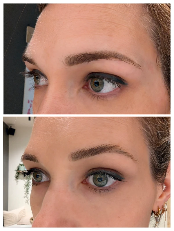 Voor en na Brow lamination